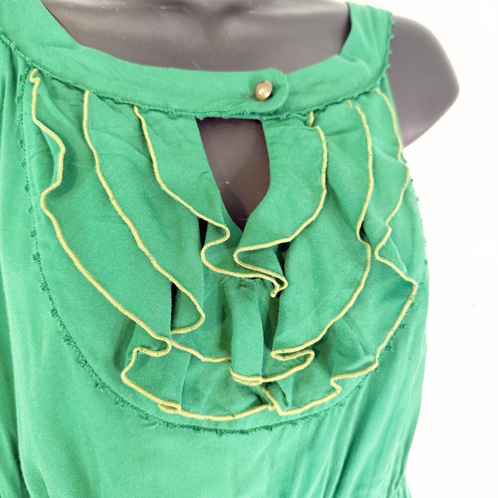 Maeve Gathered Together Green Sleeveless Tiered Dress - Size 10 - Picture 3 of 5